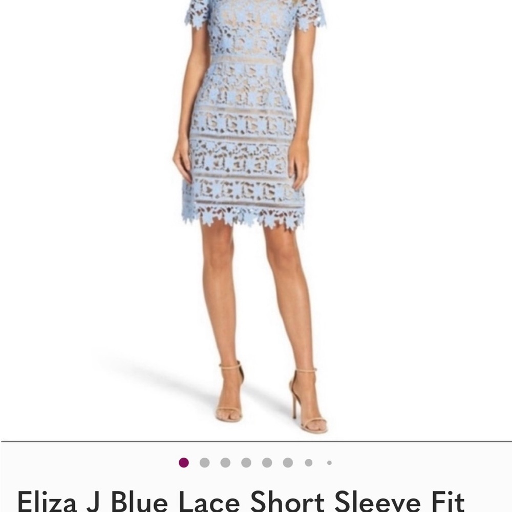 Worn maybe once-Eliza J Blue Lace short sleeve/fit flare/8 P
